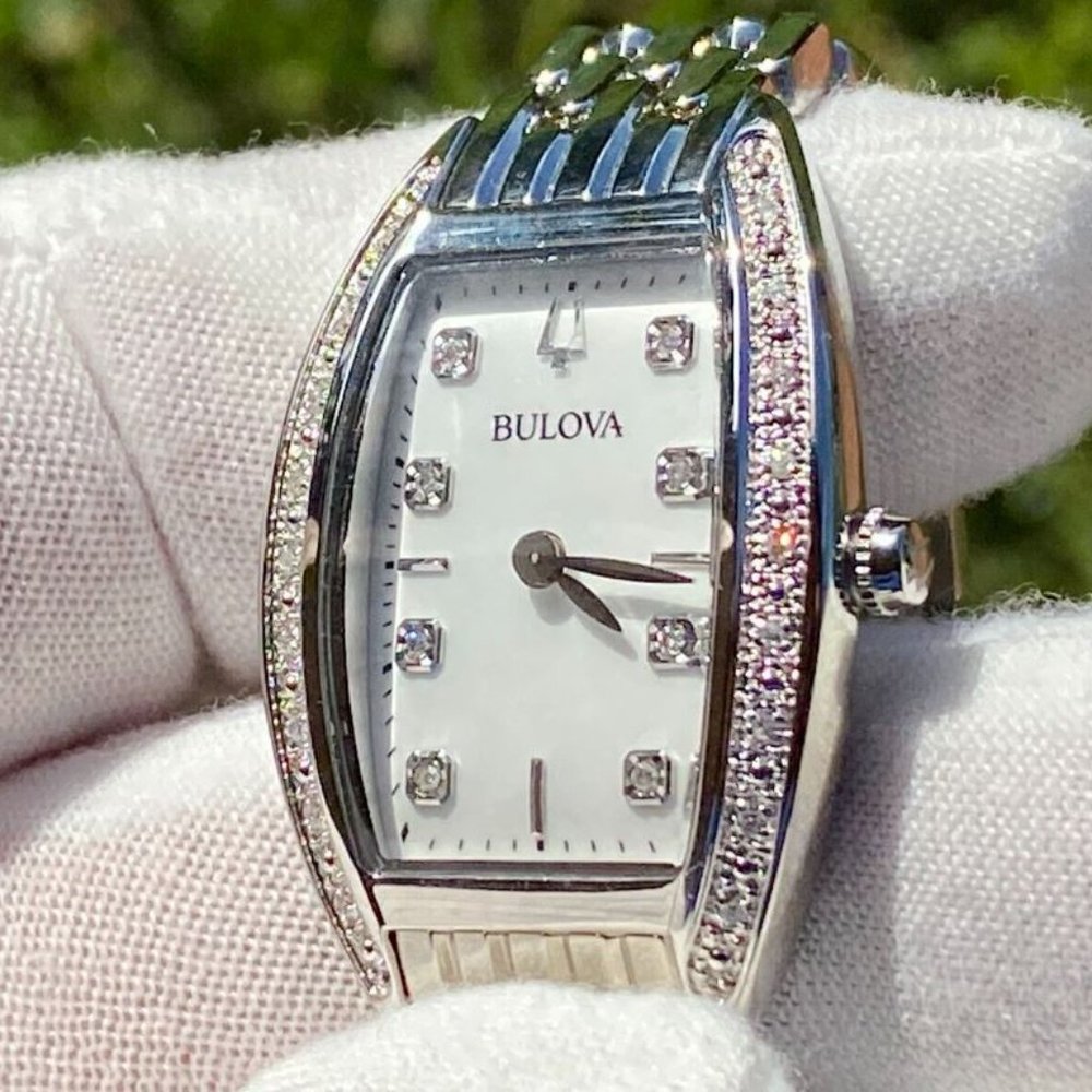 Bulova 96R244 White Mother-of-Pearl Dial Diamond Stainless Ladies Watch